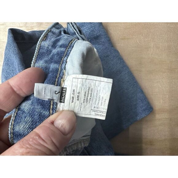 HDLTE Women Wide Leg Jeans High Waist Baggy Asymmetrical Waist Jeans Size Small - Picture 3 of 7